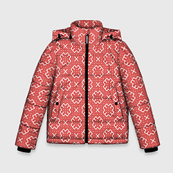 Куртка зимняя для мальчика Обережная Вышивка Орепей, цвет: 3D-красный