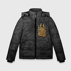 Куртка зимняя для мальчика Волчий отпечаток золотом Символ Велеса, цвет: 3D-красный