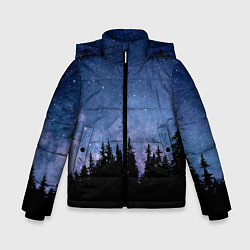 Куртка зимняя для мальчика НОЧНОЙ ЛЕС И ЗВЕЗДЫ, цвет: 3D-черный