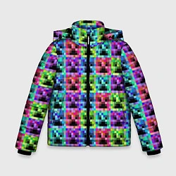 Куртка зимняя для мальчика МАЙНКРАФТ MINECRAFT ЦВЕТНЫЕ КРИПЕРЫ, цвет: 3D-светло-серый