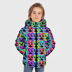 Куртка зимняя для мальчика МАЙНКРАФТ MINECRAFT ЦВЕТНЫЕ КРИПЕРЫ, цвет: 3D-черный — фото 2