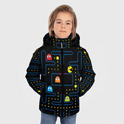 Куртка зимняя для мальчика Пиксельный Пакман, цвет: 3D-черный — фото 2
