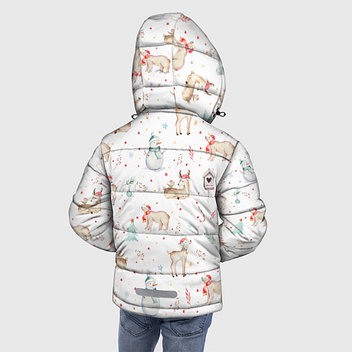 Зимняя куртка для мальчика Паттерн с оленями и медведями / 3D-Черный – фото 4