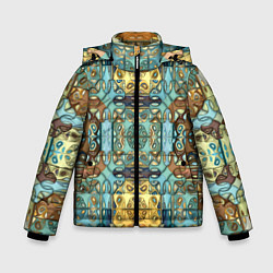Зимняя куртка для мальчика Коллекция Фрактальная мозаика Желто-голубой