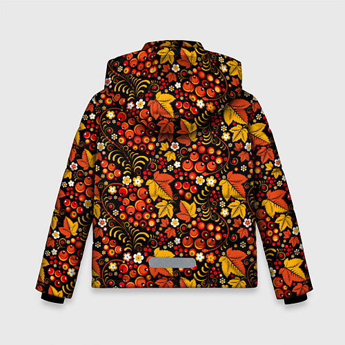 Зимняя куртка для мальчика Хохлома цветы-ягодки / 3D-Светло-серый – фото 2