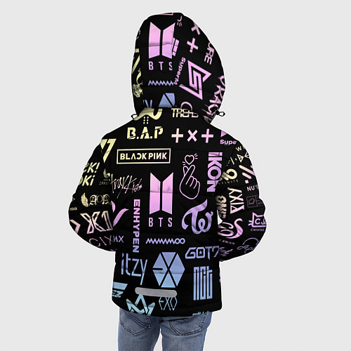 Зимняя куртка для мальчика K-pop лого исполнителей / 3D-Черный – фото 4