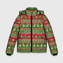 Куртка зимняя для мальчика ВЯЗАННЫЙ ЦВЕТНОЙ СВИТЕР , НОВЫЙ ГОД, цвет: 3D-красный