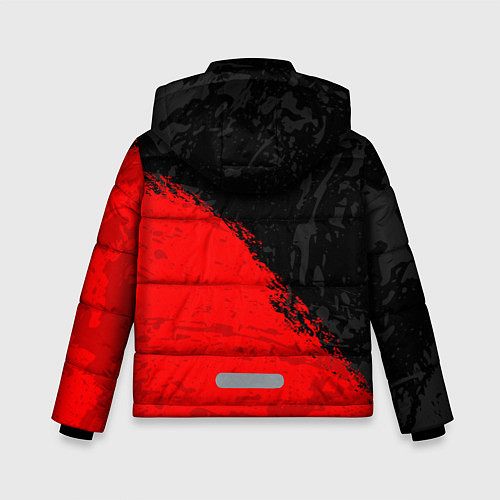 Зимняя куртка для мальчика DOTA 2 RED BLACK LOGO, БРЫЗГИ КРАСОК / 3D-Светло-серый – фото 2