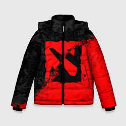 Куртка зимняя для мальчика DOTA 2 RED BLACK LOGO, БРЫЗГИ КРАСОК, цвет: 3D-черный