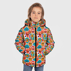 Куртка зимняя для мальчика Психоделика Космос Смайлы, цвет: 3D-светло-серый — фото 2