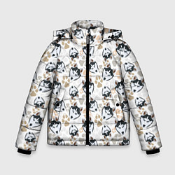 Куртка зимняя для мальчика Собака Сибирский Хаски, цвет: 3D-светло-серый