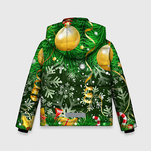 Зимняя куртка для мальчика Новогоднее Настроение Елка / 3D-Светло-серый – фото 2