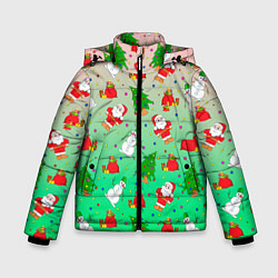 Зимняя куртка для мальчика Новогодний узор елка санта