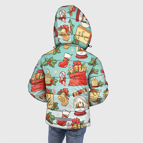 Зимняя куртка для мальчика Рождественский узорный принт / 3D-Черный – фото 4