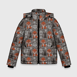Куртка зимняя для мальчика Вязанные лисички, цвет: 3D-светло-серый