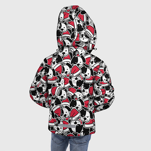 Зимняя куртка для мальчика Щенки и красные колпаки / 3D-Черный – фото 4