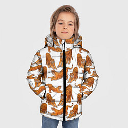 Куртка зимняя для мальчика Тигровые потягушки паттерн белый, цвет: 3D-красный — фото 2