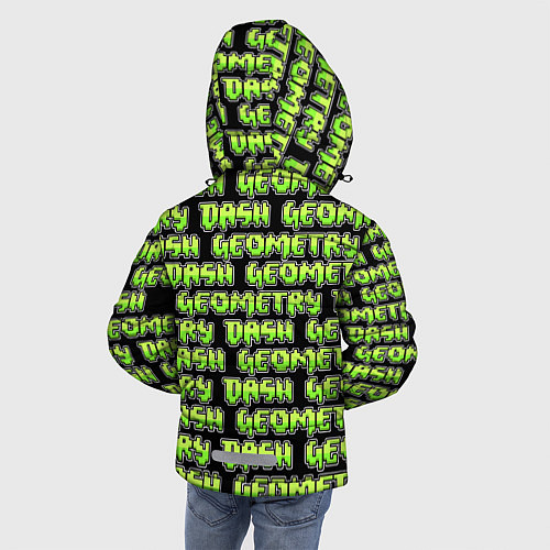 Зимняя куртка для мальчика Geometry Dash: Green Pattern Logo / 3D-Черный – фото 4