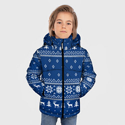 Куртка зимняя для мальчика СИНИЙ СВИТЕР С ОЛЕНЯМИ, НОВЫЙ ГОД 2022, цвет: 3D-черный — фото 2