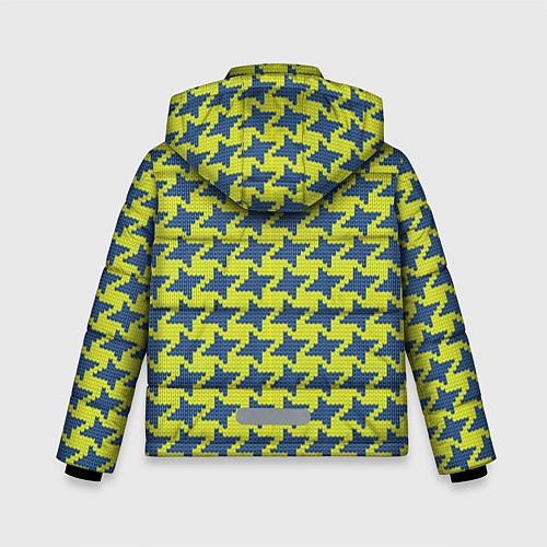 Зимняя куртка для мальчика Сине-желтые гусиные лапки / 3D-Светло-серый – фото 2