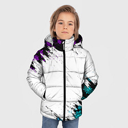 Куртка зимняя для мальчика НОВОГОДНИЕ НЕОНОВЫЕ СНЕЖИНКИ 2022, цвет: 3D-светло-серый — фото 2