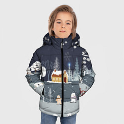 Куртка зимняя для мальчика Снеговики и Мишки 2022, цвет: 3D-красный — фото 2