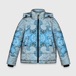 Куртка зимняя для мальчика Коллекция Фрактальная мозаика Голубой 292-6-n, цвет: 3D-черный