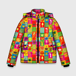 Куртка зимняя для мальчика Напитки, цвет: 3D-светло-серый
