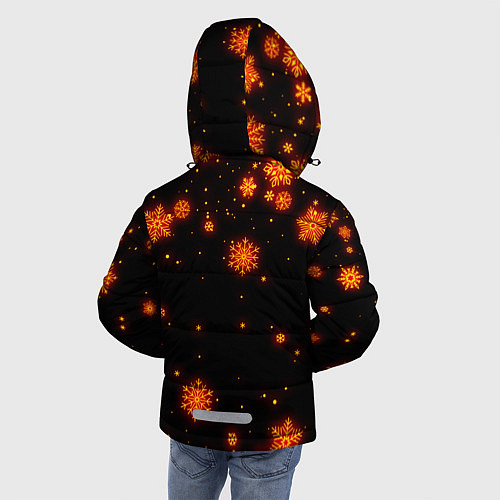 Зимняя куртка для мальчика ОГНЕННЫЕ НОВОГОДНИЕ СНЕЖИНКИ НЕОН / 3D-Красный – фото 4