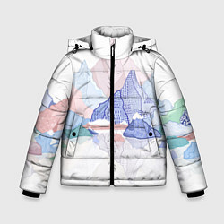 Куртка зимняя для мальчика Разноцветные пастельные оттенки гор в отражении во, цвет: 3D-светло-серый