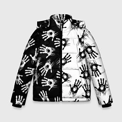 Куртка зимняя для мальчика Death Stranding паттерн логотипов, цвет: 3D-черный