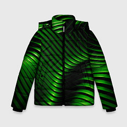 Куртка зимняя для мальчика Волны изумрудного металла, цвет: 3D-черный