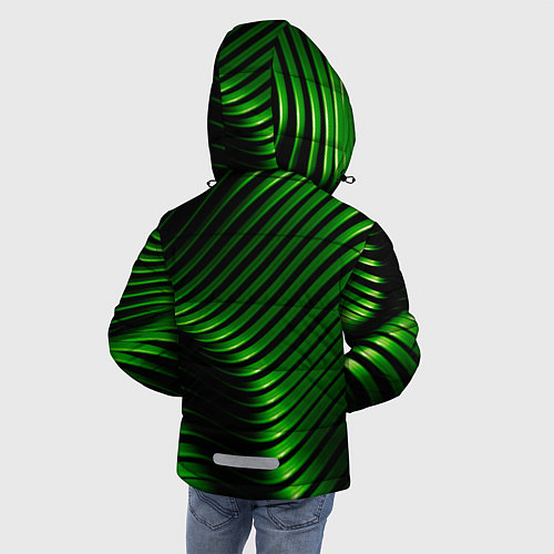 Зимняя куртка для мальчика Волны изумрудного металла / 3D-Черный – фото 4