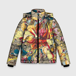 Куртка зимняя для мальчика Очень красивые цветы, цвет: 3D-светло-серый
