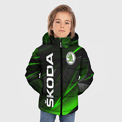 Куртка зимняя для мальчика SKODA GEOMETRY STRIPES GREEN NEON, цвет: 3D-красный — фото 2