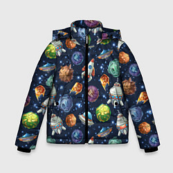 Куртка зимняя для мальчика Турне по космосу, цвет: 3D-красный