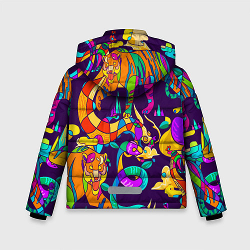 Зимняя куртка для мальчика Все смешалост-тигры,змеи / 3D-Светло-серый – фото 2