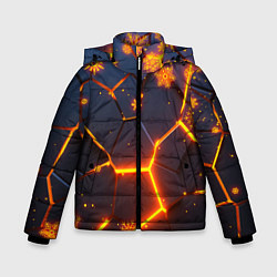 Зимняя куртка для мальчика НОВОГОДНИЕ ОГНЕННЫЕ 3D ПЛИТЫ FIRE NEON HEXAGON
