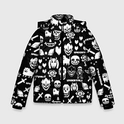 Куртка зимняя для мальчика UNDERTALE PATTERN БЕЛЫЙ, цвет: 3D-черный