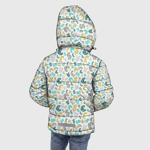 Зимняя куртка для мальчика Знаки Денежных Валют / 3D-Светло-серый – фото 4