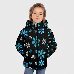 Куртка зимняя для мальчика Снежинки Черепа черный, цвет: 3D-светло-серый — фото 2