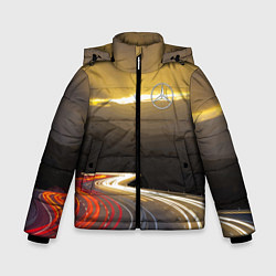 Куртка зимняя для мальчика Ночная трасса, Мерседес, цвет: 3D-красный
