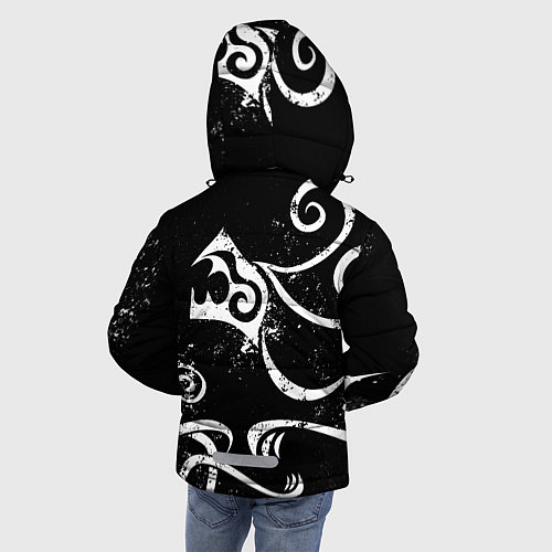 Зимняя куртка для мальчика ТАТУИРОВКА ДРАКЕНА WHITE AND BLACK / 3D-Черный – фото 4