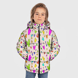 Куртка зимняя для мальчика Яркие розовые сердечки, цвет: 3D-светло-серый — фото 2