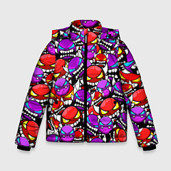 Зимняя куртка для мальчика Geometry Dash паттерн смайлов