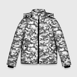 Куртка зимняя для мальчика Серый Городской Камуфляж, цвет: 3D-черный