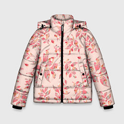 Куртка зимняя для мальчика Нежные цветы и листья, цвет: 3D-светло-серый
