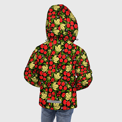 Зимняя куртка для мальчика Черешни хохлома / 3D-Черный – фото 4