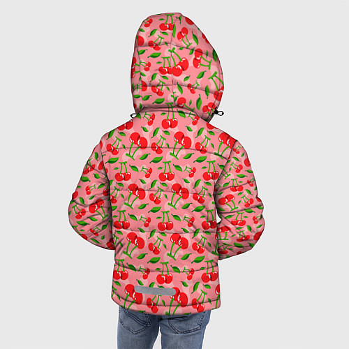 Зимняя куртка для мальчика Вишня Черешня паттерн / 3D-Черный – фото 4