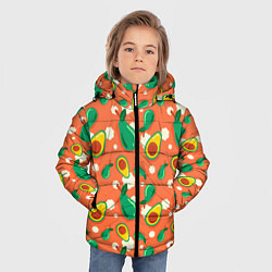 Куртка зимняя для мальчика Паттерн из авокадо, цвет: 3D-красный — фото 2